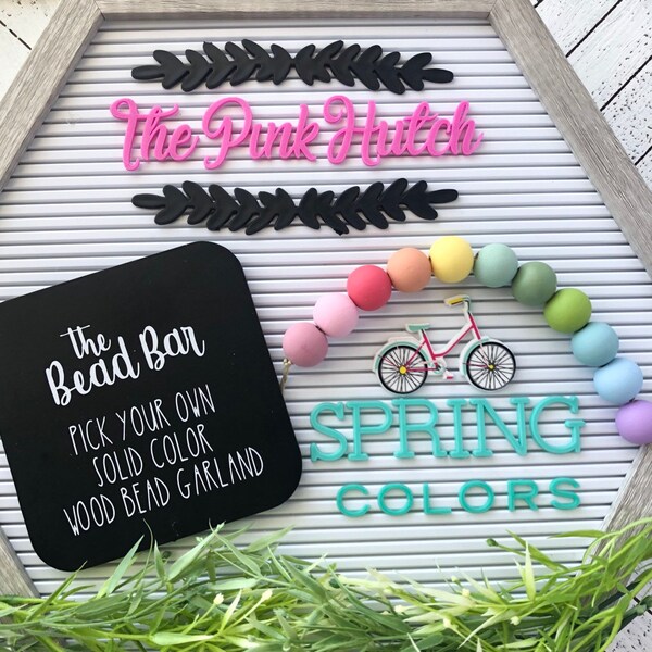E20 Bead Bar by The Pink Hutch! Custom Solid Color Wood Bead Garland - Choose from 13 color option & 5 tassel styles