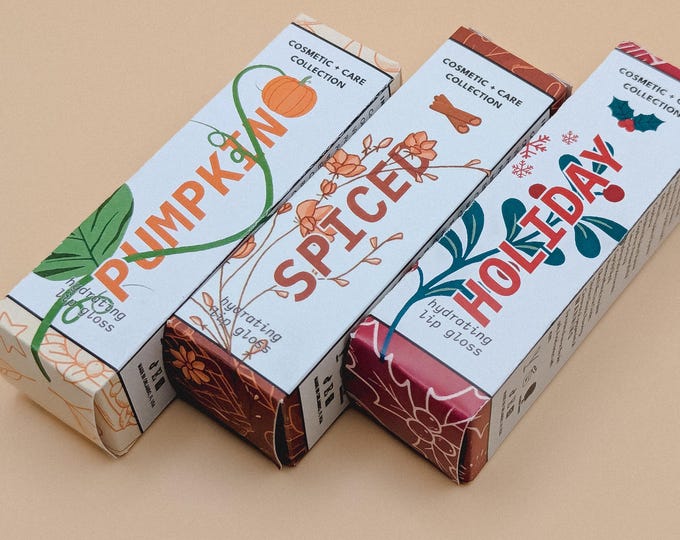 Holiday Lip Gloss Collection: Pumpkin, Spiced, and Holiday Colors 5ml large doe foot
