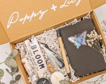 Manifestation Gift Set: Intention Journal, Herbs, Candle - Self-Care Kit