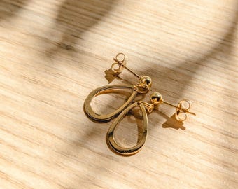 24k Gold Teardrop Ball Post Earrings | Lightweight Gold Plated Stainless Steel | Minimalist Jewelry