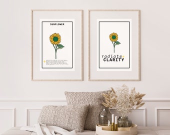 Sunflower Art Print Set: Radiate Clarity, Floral Wall Decor