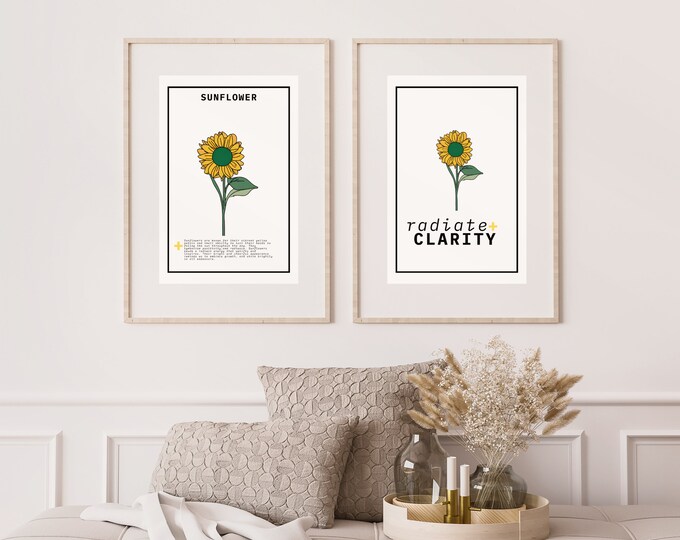 Sunflower Art Print Set: Radiate Clarity, Floral Wall Decor