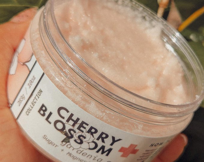 Cherry Blossom Gardenia Sugar Body Scrub, Dead Sea Salt