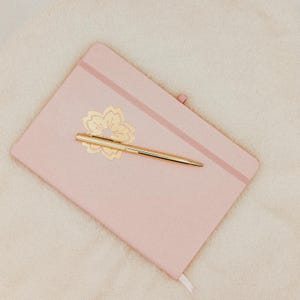 Cherry Blossom Journal with Gold Pen: Pink Faux Leather A5 Notebook