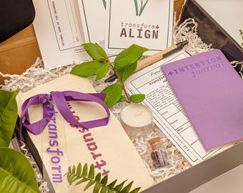 Manifestation Gift Set: Intention Journal, Herbs, Candle - Self-Care Kit