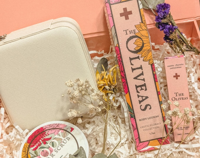 Exotic Florals Gift Set: Handmade Self-Care Box, Jewelry Box, Magnetic Keepsake Box