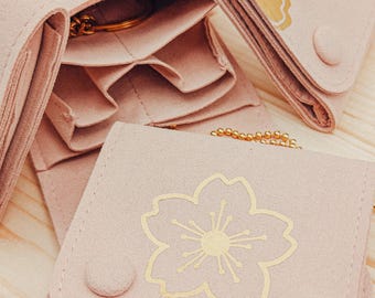 Blush Pink Sakura Travel Jewelry Pouch, Limited Edition Cherry Blossom Collection