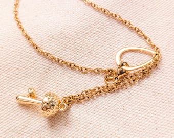 Mushroom & Teardrop 24k Gold Plated Necklace – 22inch Chain