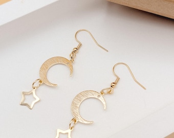 24k Gold Plated Sterling Silver Sun Burst Tears Earrings, Dangling Earrings