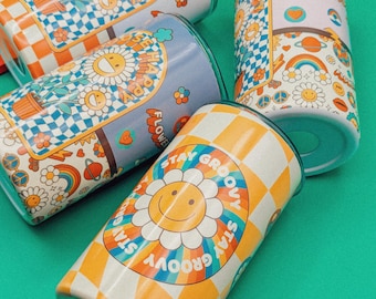 Retro Groovy Tumbler: Psychedelic Stainless Steel Travel Mug