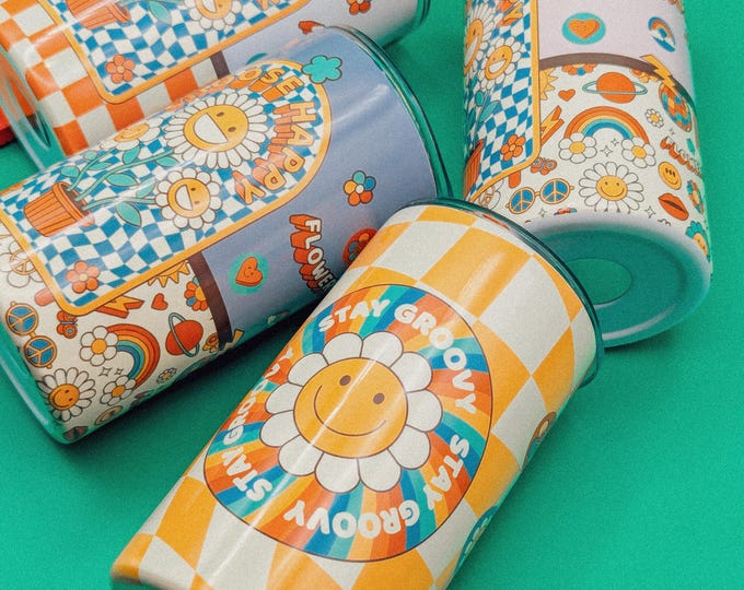 Retro Groovy Tumbler: Psychedelic Stainless Steel Travel Mug
