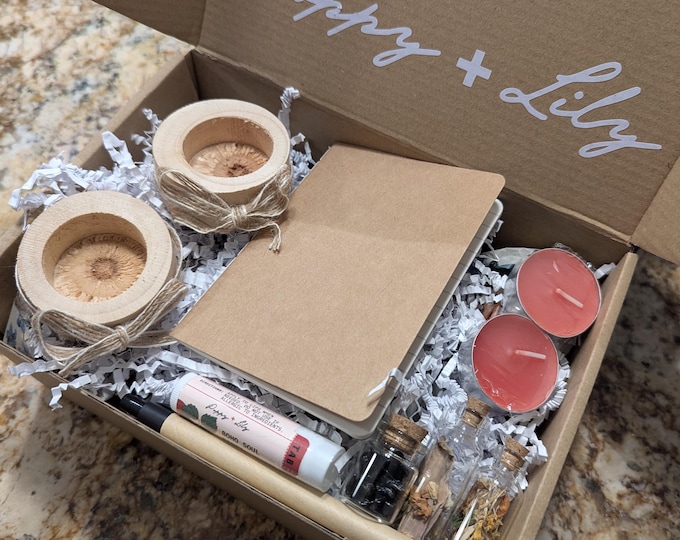 Mini Intention Setting Kit Manifestation Gift Set: Eco Journal, Herbs, Candles - Self-Care Kit