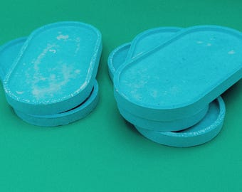Retro Spotted Turquoise Jesmonite Tray – Groovy Collection