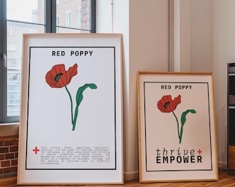 Poppy Flower Wall Art Set: Thrive + Empower Prints