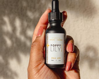 Organic Brightening Facial Oil: Rosehip, Turmeric, Vegan (1oz)