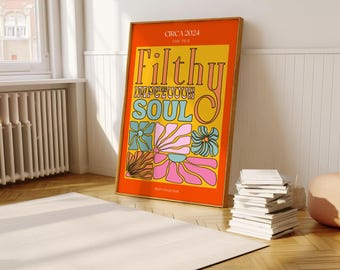 Filthy Impetuous Soul Print: 70s Groovy Word Art
