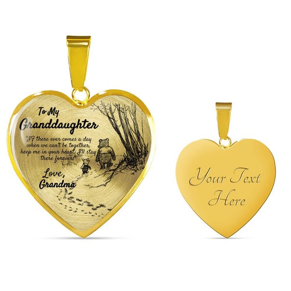 Stainless Steel or 18K Gold Finish Heart Pendant Necklace For Grandma A Gift for You Gift For Grandmother From Grandkids Custom Text Engraving Option
