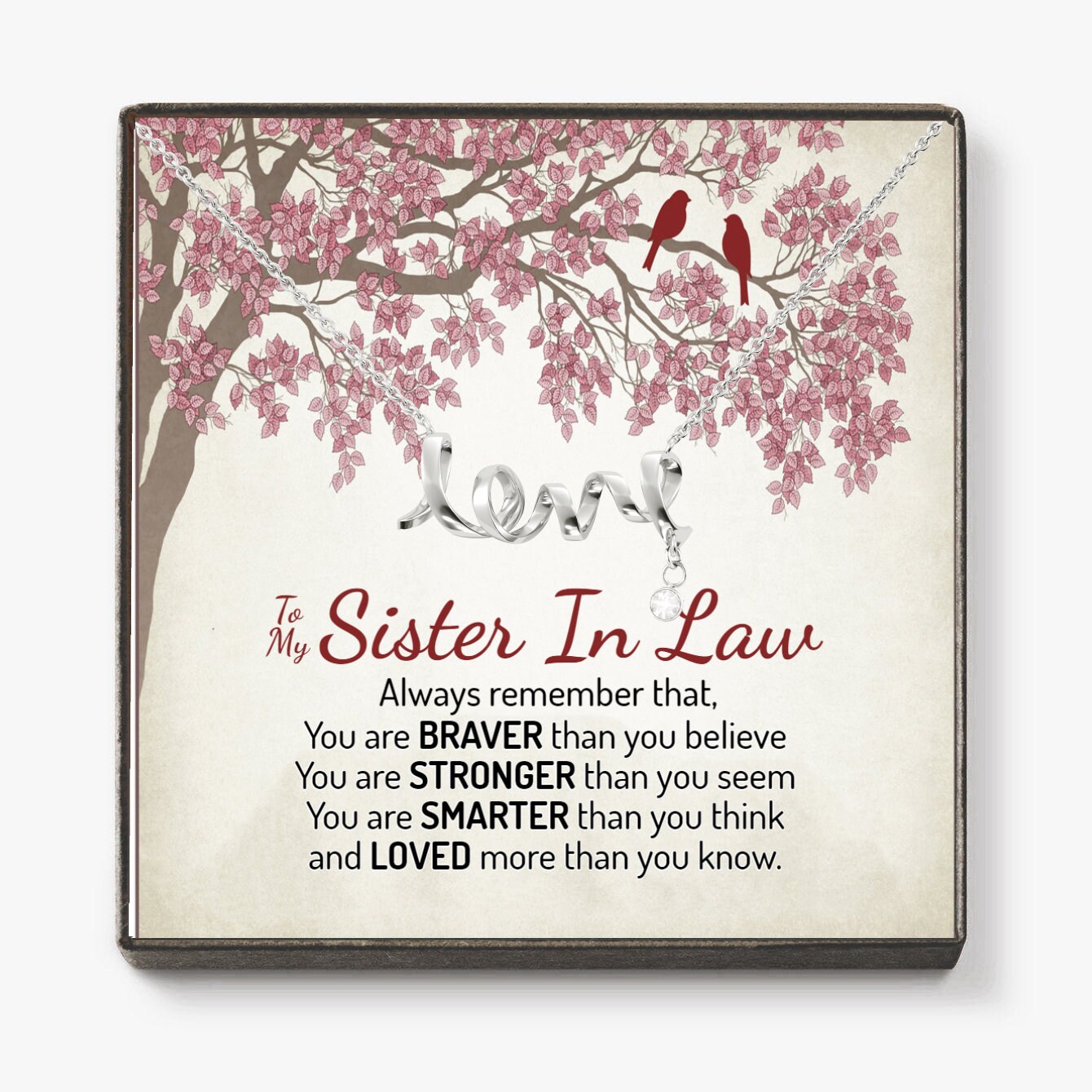 To My Sister In Law Scripted Love Necklace With Message Card Etsy