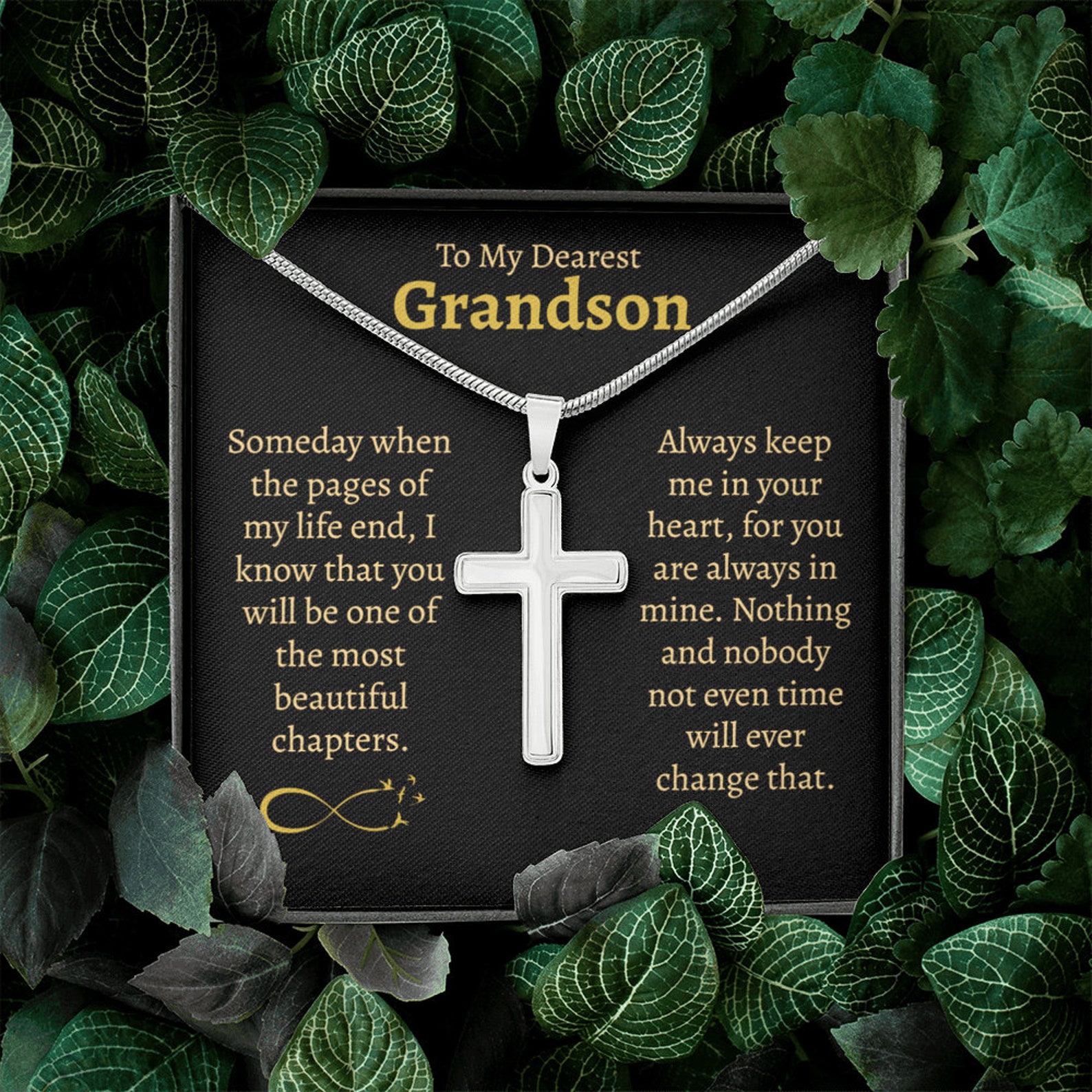 Grandson Grandmother Gift Grandson Cross Necklace Etsy