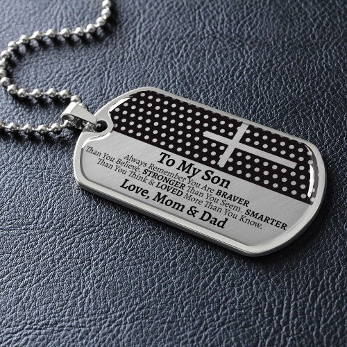 Son Dog Tag Necklace From Mom Teenager Gift for Boys College Etsy