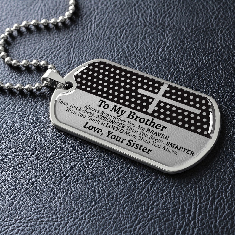 To My Brother Dog Tag Necklace Unique Gift for Brother Etsy