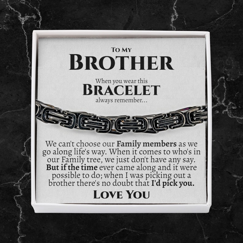 Brother Stainless Steel Bracelet w/ Message Card, Meaningful Brother Gift Ideas Birthday, Gifts for Brother from Sister, Older Brother Gifts 