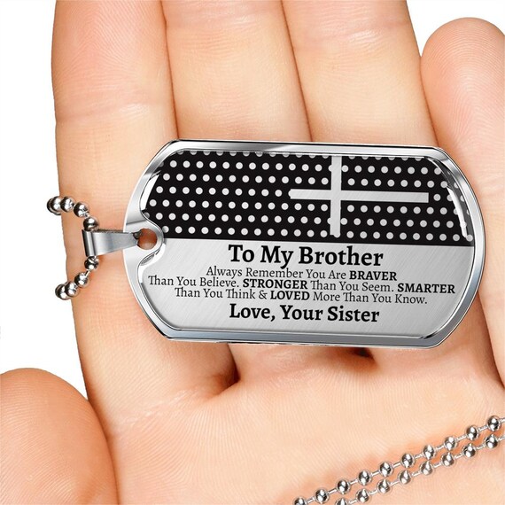 To My Brother Dog Tag Necklace Unique Gift For Brother Etsy