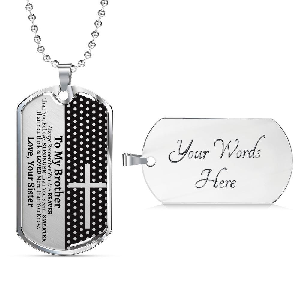 Be Safe Have Fun Call Brother Inspirational Jewelry Dog Tag Necklace Black Stainless Steel Birthday Gift