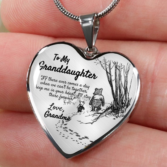 Stainless Steel or 18K Gold Finish Heart Pendant Necklace For Grandma A Gift for You Gift For Grandmother From Grandkids Custom Text Engraving Option