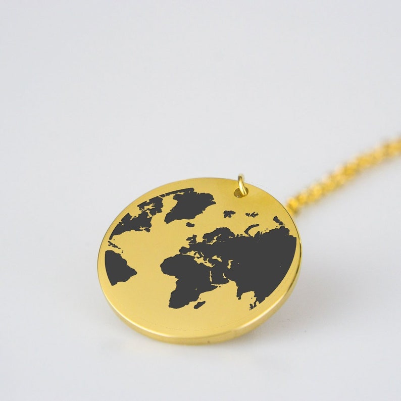 World Map Necklace Map of World Necklace Map Jewelry World Etsy