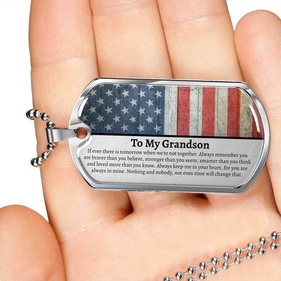Grandson dog tag necklace Clearance