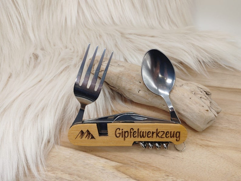 Campingbesteck, Gipfelwerkzeug, Multifunktions-Besteck / mit Gravur / personalisierbar Bild 1