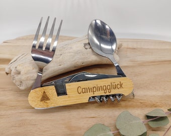 Campingbesteck, Campingglück, Multifunktions-Besteck  / mit Gravur / personalisierbar