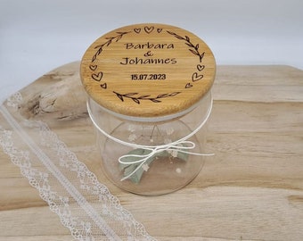 Vorratsglas / Keksdose / Glas mit Holz / *Geschenk Hochzeit Trauung Brautpaar*