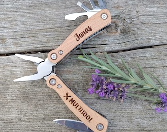 Mini Multitool / Werkzeug aus Holz / Geschenk für Männer / Geschenk für Papa / Vatertag / Schulkind / Wunschbeschriftung mit Wunschnamen