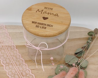 Vorratsglas / Keksdose / Glas mit Holz / *Beste Mama* / *Beste Oma*