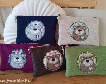 Medizin-Täschchen / Notfalltasche / Reiseapotheke / Filz / *Schwester BÄRbel* versch. Farben!