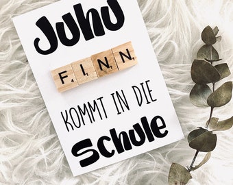 Einladung / Karte zur Einschulung Scrabble Namenskarte