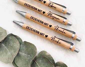 Farewell gift, gift for educators / Personalized wooden ballpoint pen with desired engraving