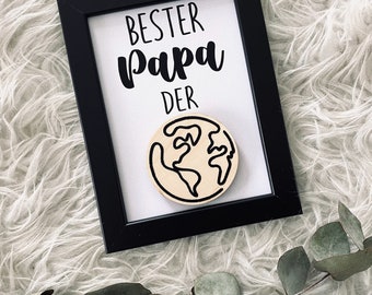 Bild gerahmt zum Vatertag Papa Hero Held Superheld Papi