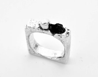 Ring 925 Silber mit schwarzem Turmalin
