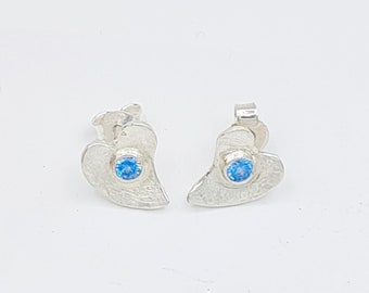 Earrings heart with real sapphires