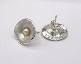 Silber-Ohrringe "Wave" mit Perle
