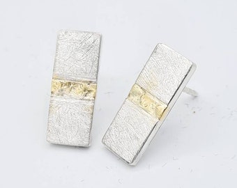 Bi-color earrings with 585 gold inlay