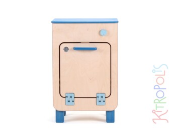 Dasblitzt - the play dishwasher in natural and blue from Kitropolis