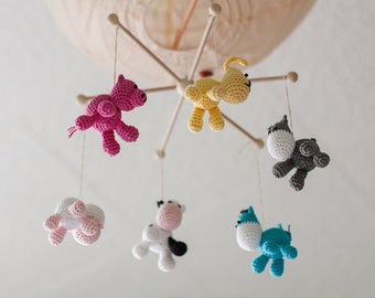Baby mobile with cute small different animals
