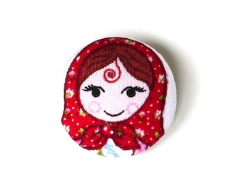 Fabric Button Button "Matryoshka" Red 28 mm Button