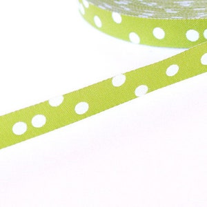 Woven ribbon "Dots" Lime 10 mm Colour Mix