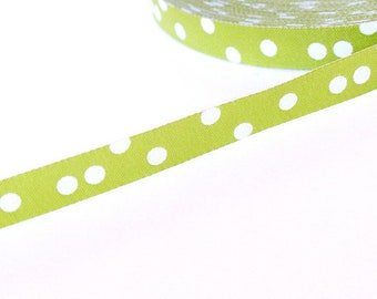Woven ribbon "Dots" Lime 10 mm color mix