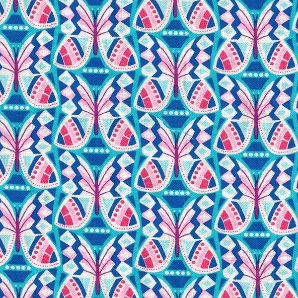 Poplin cotton "Flutter Flirt" Turquoise Jolijou